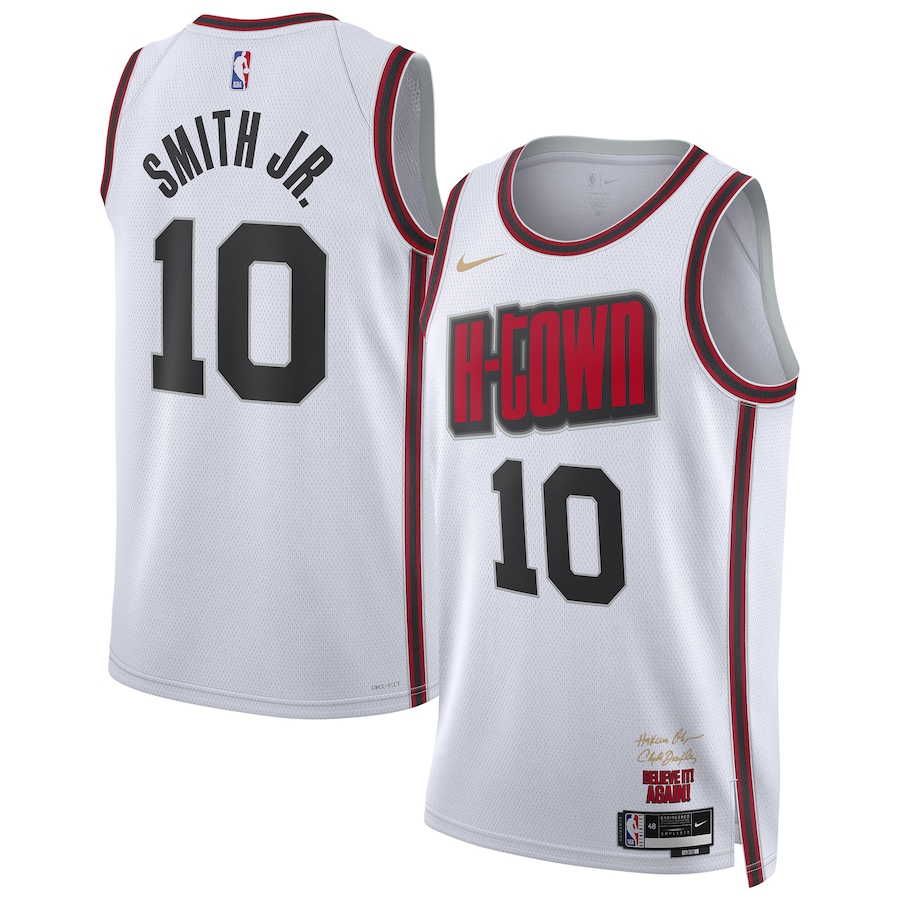 Men Houston Rockets #10 Jabari Smith Jr. Nike White City Edition 2024-25 Swingman Player NBA Jersey->houston rockets->NBA Jersey